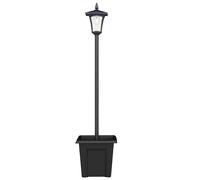 Outsunny Farola Solar Exterior de Jardín con Macetero Poste de Aluminio IP44 Encendido/Apagado Automático 33x33x160 cm Negro