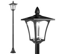 Outsunny Farola Solar para Jardín con Panel Solar Encendido Automático y Marco de Acero Inoxidable 18x18x160 cm Negro Aosom España