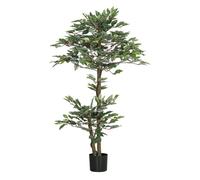Outsunny Ficus Artificial 150 cm Árbol Artificial en Maceta Decorativa para Interior Hogar Salón Oficina Ø15x150 cm Verde