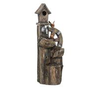 Outsunny fuente de agua 2 en 1 con casita para pájaros fuente de jardín con iluminación led fuente decorativa en cascada de 4 niveles para jardín patio terraza 34,5x29,5x92 cm multicolor 92 cm