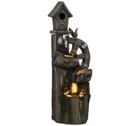 Outsunny fuente de agua 2 en 1 con casita para pájaros fuente de jardín con iluminación led fuente decorativa en cascada de 4 niveles para jardín patio terraza 34,5x29,5x92 cm multicolor 92 cm