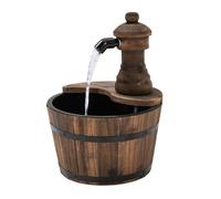 Outsunny fuente de agua de madera fuente de jardín en cascada con bomba eléctrica y salida de agua ajustable para decoración patio terraza 27x27x37 cm natural
