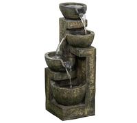 Outsunny Fuente de Jardín 5W Fuente de Agua en Cascada de 4 Niveles con Bomba de Agua y Salida de Agua Ajustable para Decoración Patio 25x24x60 cm