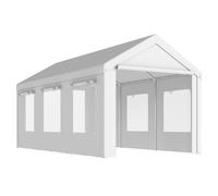 Outsunny Garaje Exterior para Coche 3x6 m Impermeable de PE Resistente Marco de Acero Galvanizado Altura Ajustable Blanco Aosom España