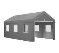 Outsunny Garaje Exterior para Coche 6x3 m Impermeable con Tejido PE Resistente Marco de Acero Paredes Desmontables Gris Claro