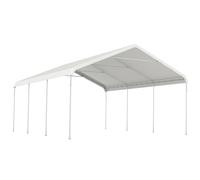 Outsunny Garaje Exterior para Coche Portátil 5x6 m con Estructura de Acero Galvanizado Impermeable Anti-UV Crema Aosom España