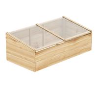 Outsunny Greenhouse Caja de marco frío de madera Caja de marco frío de invernadero Sistema de jardinera y jardinera para balcón de jardín, 100 x 50 x 35 cm, natural, abeto, placa de circuito impreso B