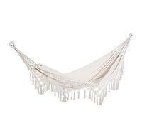 Outsunny Hamaca Colgante 288x150 cm Hamaca de Jardín de Estilo Boho con Bolsa de Transporte Carga 120 kg Hamaca para Patio Terraza Balcón Camping Crema