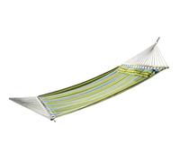Outsunny Hamaca Colgante para 2 Personas 3,4x1,4m Rayas Azules y Verdes | de Jardín, Hamaca Ecológico para Camping, con Almohada, Carga de 180 kg