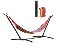 Outsunny Hamaca con Soporte de Acero Portátil Ajustable 6 Niveles con Bolsa de Transporte 150 kg 200x150 cm para Jardín Sala de Estar Aosom España