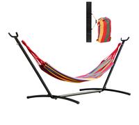 Outsunny Hamaca de jardín con soporte de acero portátil 200×150cm 6 niveles 120 kg multicolor