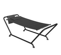 Outsunny Hamaca con Soporte Metálico y Reposacabezas, 237x90x92 cm, Gris Oscuro Aosom España