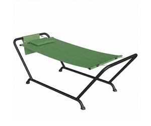 Outsunny Hamaca con Soporte Metálico y Reposacabezas, 237x90x92 cm, Verde Oscuro Aosom España