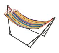 Outsunny Hamaca con Soporte Plegable 2 en 1 Tendedero con Barra Estructura de Acero para Jardín 270x100x94 cm Multicolor