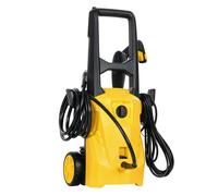 Outsunny hidrolimpiadora de alta presión 1600w, presión 120 bar, caudal 390 l/h, con bomba de aluminio, parada automática, manguera 3 m, boquilla ajustable, ruedas para hogar, jardín, coche, amarillo