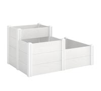 Outsunny Huerto elevado 3 niveles apilable para jardín con suelo abierto, huerto modular montaje DIY plástico