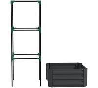 Outsunny Huerto elevado con enrejado, macetero con soporte para trepadoras, fondo abierto, resistente a la intemperie, 61 cm x 61 cm x 140 cm, gris oscuro Aosom España