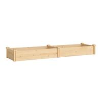 Outsunny Huerto elevado de madera, cajón de plantación con divisoria y base abierta, huerto de jardín 235 x 66 x 26 cm madera natural Aosom España