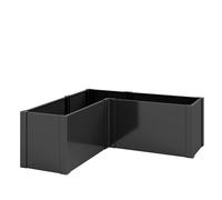 Outsunny Huerto elevado en L para flores, resistente a la intemperie, cama de cultivo de acero galvanizado 150 x 150 x 55 cm Negro