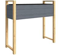 Outsunny Huerto elevado madera maciza cama de cultivo macetero para plantas trepadoras y flores 98x37x90 cm Gris+Madera natural