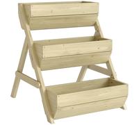 Outsunny Huerto elevado vertical de 3 niveles, macetero vertical de madera con 3 cajones de plantación y orificios de drenaje Verde Aosom España