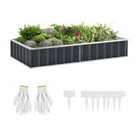 Outsunny Huerto Urbano 174x90x30 cm Arriate de Jardín de Acero Incluye Guantes Jardinera Macetero Rectangular para Cultivos Plantas Flores para