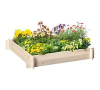 Outsunny Huerto Urbano Arriate de Madera de Jardín Cuadrada Jardinera Macetero para Cultivos Plantas Flores Hierbas Terraza 100x100x16 cm Natural
