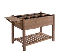 Outsunny Huerto Urbano con Estantes Jardinera Elevada de Madera Maciza para Cultivo Flores Verduras Hierbas 123x54x74 cm Marrón Aosom España