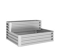 Outsunny huerto urbano de 2 niveles de acero galvanizado, jardinera exterior con diseño de escalera y fondo abierto para cultivos, plantas, herbaria, para terraza, jardín, 120x101x58 cm, plateado