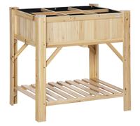 Outsunny Huerto Urbano de Madera 78,5x58x81 cm Mesa de Cultivo con 6 Compartimentos y Estante Inferior para Plantas Flores en Jardín Terraza Exterior