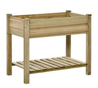 Outsunny Huerto Urbano de Madera con Estante 91x51x76 cm Mesa de Cultivo Rectangular con Orificios de Drenaje para Cultivos Plantas Aosom España