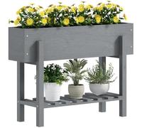 Outsunny Huerto Urbano de Madera Jardinera Elevada 100x30x70,5 cm Gris | Mesa de Cultivo con Estante, para Cultivo Flores Vegetales, en Jardín Terraza