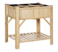 Outsunny Mesa de cultivo de madera 78,5x58x81 cm, 6 compartimentos y estante inferior