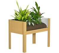 Outsunny Huerto Urbano de Madera Mesa de Cultivo con Paneles Acrílicos Jardinera Elevada para Cultivo Flores Vegetales en Jardín Terraza 75x46x60,5 cm Natural