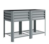 Outsunny Huerto Urbano Elevado con Estante Inferior Mesa de Cultivo de Metal Galvanizado con Forro 120x55x80 cm Gris Plateado