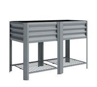 Outsunny Huerto Urbano Elevado con Estante Inferior, Mesa de Cultivo de Metal Galvanizado con Forro y Guantes, para Cultivo, Plantas y Flores, 120x55x80 cm, Gris Plateado
