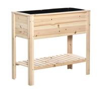 Outsunny Huerto urbano elevado con estante 90x40x81 cm – Mesa jardinera de madera con tela no tejida