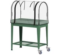 Outsunny Huerto Urbano Elevado con Ruedas Cubierta PVC 80x40x120 cm Verde | Mesa de Cultivo, Cubierta PVC de Invernadero, Estante Inferior, para Cultivo, Plantas, Flores y Verduras