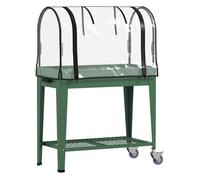 Outsunny Huerto Urbano Elevado con Ruedas Cubierta de Invernadero y Estante Inferior para Cultivo Plantas 80x40x120 cm Verde verde