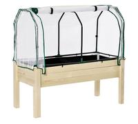 Outsunny Huerto Urbano Elevado de Madera 121x55x117 cm con Cubierta de Protección Mesa de Jardinera para Cultivo Flores Vegetales en Jardín Terraza