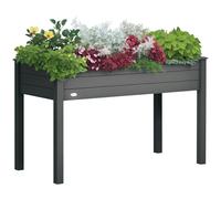 Outsunny Huerto Urbano Elevado de Madera 122,5x56,5x76 cm para Cultivos Gris Gris oscuro
