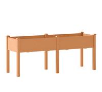 Outsunny Huerto Urbano Elevado de Madera 184x59x76,5 cm con 6 Orificios de Drenaje para Cultivos Plantas Flores Marrón