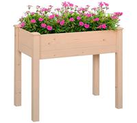 Outsunny Huerto Urbano Elevado de Madera Tela 86x46x76 cm Natural