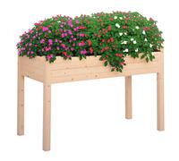 Outsunny Huerto urbano elevado de madera 122,5x56,5x76cm Tela no tejida y 4 drenajes Natural