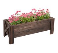 Outsunny - Jardinera de madera maciza rectangular - Marrón