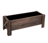 Outsunny - Jardinera de madera maciza rectangular - Marrón