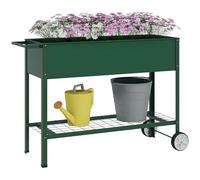 Outsunny Huerto Urbano Metálico con Ruedas 109x44x80 cm Estante y Asa Verde