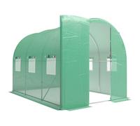 Outsunny Invernadero 3 x 2 x 2 m túnel de plástico con puerta abatible con cerradura 6 ventanas enrollables de malla varillas de soporte Aosom España