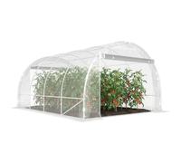 Outsunny Invernadero 4x3x2m Postes Soporte Invernal Transparente | Puerta con cremallera enrollable ancha, bordes extendidos, túnel de PE 150g/m² resistente a UV, invernadero para tomates