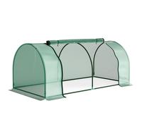 Outsunny Invernadero Caseta 200x100x80 cm para Jardín Vivero Casero Tipo Túnel con Marco de Acero y Cubierta Plástico Verde Aosom España